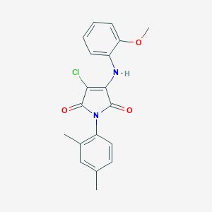 molecular formula C19H17ClN2O3 B417271 3-chloro-1-(2,4-dimethylphenyl)-4-(2-methoxyanilino)-1H-pyrrole-2,5-dione CAS No. 307528-11-6