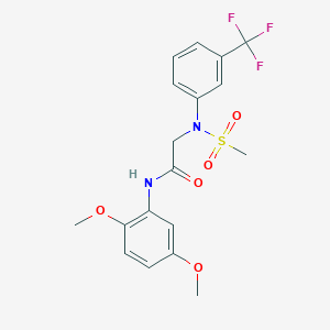 molecular formula C18H19F3N2O5S B417273 N-(2,5-dimethoxyphenyl)-2-[(methylsulfonyl)-3-(trifluoromethyl)anilino]acetamide 