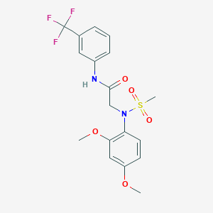 molecular formula C18H19F3N2O5S B417274 2-[2,4-dimethoxy(methylsulfonyl)anilino]-N-[3-(trifluoromethyl)phenyl]acetamide 
