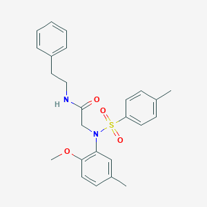 molecular formula C25H28N2O4S B417277 2-{2-methoxy-5-methyl[(4-methylphenyl)sulfonyl]anilino}-N-(2-phenylethyl)acetamide 