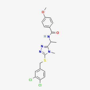 molecular formula C20H20Cl2N4O2S B4172794 N-(1-{5-[(3,4-dichlorobenzyl)thio]-4-methyl-4H-1,2,4-triazol-3-yl}ethyl)-4-methoxybenzamide 