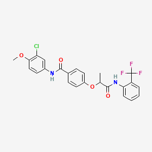 molecular formula C24H20ClF3N2O4 B4172801 N-(3-chloro-4-methoxyphenyl)-4-(1-methyl-2-oxo-2-{[2-(trifluoromethyl)phenyl]amino}ethoxy)benzamide 