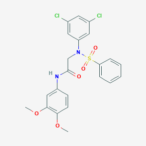 molecular formula C22H20Cl2N2O5S B417285 2-[3,5-dichloro(phenylsulfonyl)anilino]-N-(3,4-dimethoxyphenyl)acetamide 
