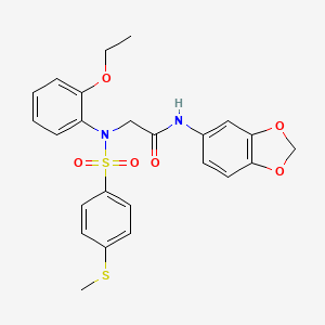 molecular formula C24H24N2O6S2 B4172873 N~1~-1,3-benzodioxol-5-yl-N~2~-(2-ethoxyphenyl)-N~2~-{[4-(methylthio)phenyl]sulfonyl}glycinamide 