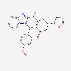 molecular formula C25H21N3O3 B4172878 3-(2-furyl)-12-(4-methoxyphenyl)-3,4,5,12-tetrahydrobenzimidazo[2,1-b]quinazolin-1(2H)-one 