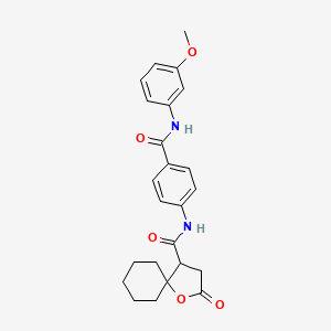 molecular formula C24H26N2O5 B4172882 N-(4-{[(3-methoxyphenyl)amino]carbonyl}phenyl)-2-oxo-1-oxaspiro[4.5]decane-4-carboxamide 
