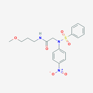 molecular formula C18H21N3O6S B417290 2-[4-nitro(phenylsulfonyl)anilino]-N-(3-methoxypropyl)acetamide 