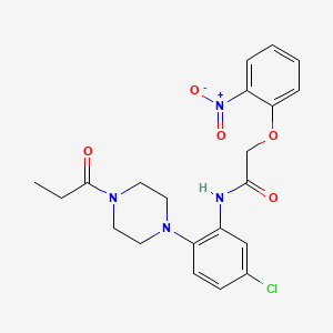molecular formula C21H23ClN4O5 B4172902 N-[5-chloro-2-(4-propionyl-1-piperazinyl)phenyl]-2-(2-nitrophenoxy)acetamide 