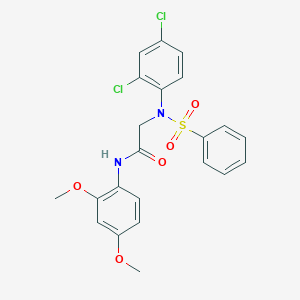 molecular formula C22H20Cl2N2O5S B417291 2-[2,4-dichloro(phenylsulfonyl)anilino]-N-(2,4-dimethoxyphenyl)acetamide 