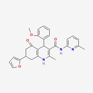 molecular formula C28H27N3O4 B4172921 7-(2-furyl)-4-(2-methoxyphenyl)-2-methyl-N-(6-methyl-2-pyridinyl)-5-oxo-1,4,5,6,7,8-hexahydro-3-quinolinecarboxamide 