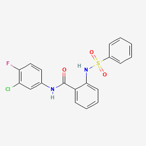 molecular formula C19H14ClFN2O3S B4172928 N-(3-chloro-4-fluorophenyl)-2-[(phenylsulfonyl)amino]benzamide 