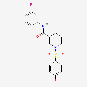 molecular formula C18H18F2N2O3S B4172929 N-(3-fluorophenyl)-1-[(4-fluorophenyl)sulfonyl]-3-piperidinecarboxamide 