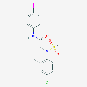 molecular formula C16H16ClIN2O3S B417293 2-[4-chloro-2-methyl(methylsulfonyl)anilino]-N-(4-iodophenyl)acetamide 