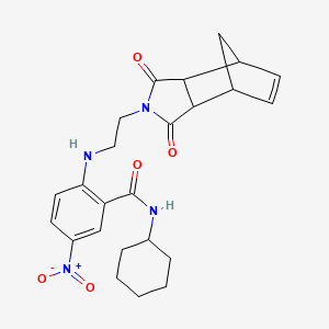 molecular formula C24H28N4O5 B4172945 N-cyclohexyl-2-{[2-(3,5-dioxo-4-azatricyclo[5.2.1.0~2,6~]dec-8-en-4-yl)ethyl]amino}-5-nitrobenzamide 