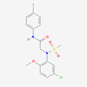 molecular formula C16H16ClIN2O4S B417296 2-[5-chloro-2-methoxy(methylsulfonyl)anilino]-N-(4-iodophenyl)acetamide 