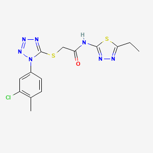 molecular formula C14H14ClN7OS2 B4172968 2-{[1-(3-chloro-4-methylphenyl)-1H-tetrazol-5-yl]thio}-N-(5-ethyl-1,3,4-thiadiazol-2-yl)acetamide 
