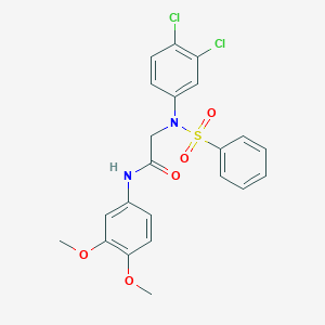 molecular formula C22H20Cl2N2O5S B417299 2-[3,4-dichloro(phenylsulfonyl)anilino]-N-(3,4-dimethoxyphenyl)acetamide 