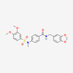 molecular formula C24H24N2O7S B4172999 N-(1,3-benzodioxol-5-ylmethyl)-4-[[(3,4-dimethoxyphenyl)sulfonyl](methyl)amino]benzamide 