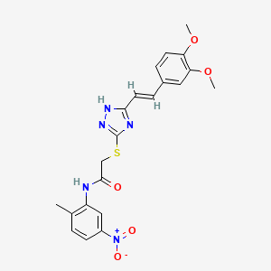 molecular formula C21H21N5O5S B4173008 2-({5-[2-(3,4-dimethoxyphenyl)vinyl]-4H-1,2,4-triazol-3-yl}thio)-N-(2-methyl-5-nitrophenyl)acetamide 