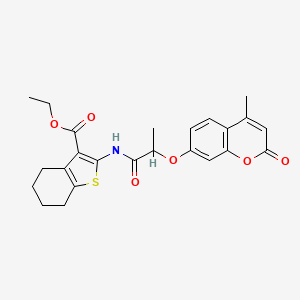 molecular formula C24H25NO6S B4173015 ethyl 2-({2-[(4-methyl-2-oxo-2H-chromen-7-yl)oxy]propanoyl}amino)-4,5,6,7-tetrahydro-1-benzothiophene-3-carboxylate 