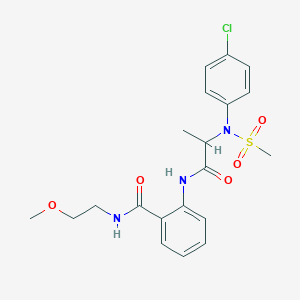 molecular formula C20H24ClN3O5S B4173019 2-{[N-(4-chlorophenyl)-N-(methylsulfonyl)alanyl]amino}-N-(2-methoxyethyl)benzamide 