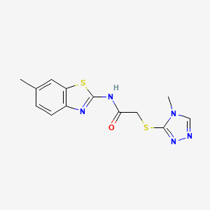 molecular formula C13H13N5OS2 B4173057 N-(6-methyl-1,3-benzothiazol-2-yl)-2-[(4-methyl-4H-1,2,4-triazol-3-yl)thio]acetamide 