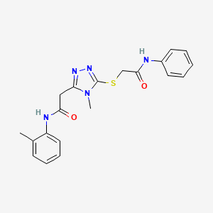 molecular formula C20H21N5O2S B4173095 2-{5-[(2-anilino-2-oxoethyl)thio]-4-methyl-4H-1,2,4-triazol-3-yl}-N-(2-methylphenyl)acetamide 