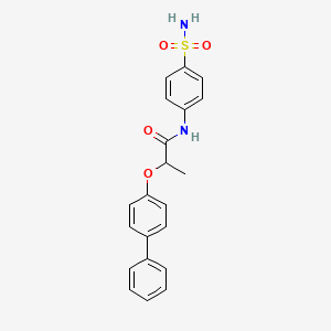 molecular formula C21H20N2O4S B4173101 N-[4-(aminosulfonyl)phenyl]-2-(4-biphenylyloxy)propanamide 