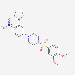 molecular formula C22H28N4O6S B4173122 1-[(3,4-dimethoxyphenyl)sulfonyl]-4-[4-nitro-3-(1-pyrrolidinyl)phenyl]piperazine 