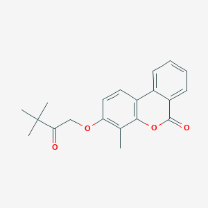 molecular formula C20H20O4 B417314 3-(3,3-dimethyl-2-oxobutoxy)-4-methyl-6H-benzo[c]chromen-6-one 
