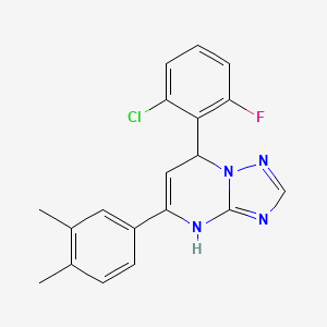 molecular formula C19H16ClFN4 B4173140 7-(2-chloro-6-fluorophenyl)-5-(3,4-dimethylphenyl)-4,7-dihydro[1,2,4]triazolo[1,5-a]pyrimidine 
