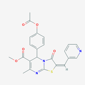 molecular formula C23H19N3O5S B417315 methyl 5-[4-(acetyloxy)phenyl]-7-methyl-3-oxo-2-(3-pyridinylmethylene)-2,3-dihydro-5H-[1,3]thiazolo[3,2-a]pyrimidine-6-carboxylate 