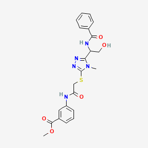 molecular formula C22H23N5O5S B4173158 methyl 3-{[({5-[1-(benzoylamino)-2-hydroxyethyl]-4-methyl-4H-1,2,4-triazol-3-yl}thio)acetyl]amino}benzoate 