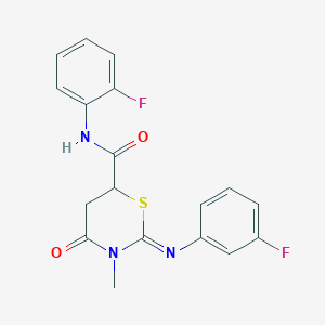 molecular formula C18H15F2N3O2S B417320 N-(2-fluorophenyl)-2-[(3-fluorophenyl)imino]-3-methyl-4-oxo-1,3-thiazinane-6-carboxamide CAS No. 442536-71-2