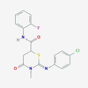 molecular formula C18H15ClFN3O2S B417321 2-[(4-chlorophenyl)imino]-N-(2-fluorophenyl)-3-methyl-4-oxo-1,3-thiazinane-6-carboxamide CAS No. 405902-90-1