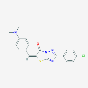 molecular formula C19H15ClN4OS B417323 2-(4-chlorophenyl)-5-[4-(dimethylamino)benzylidene][1,3]thiazolo[3,2-b][1,2,4]triazol-6(5H)-one CAS No. 158525-95-2