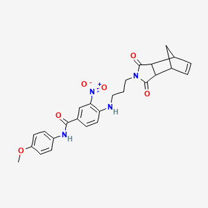 molecular formula C26H26N4O6 B4173230 4-{[3-(3,5-dioxo-4-azatricyclo[5.2.1.0~2,6~]dec-8-en-4-yl)propyl]amino}-N-(4-methoxyphenyl)-3-nitrobenzamide 