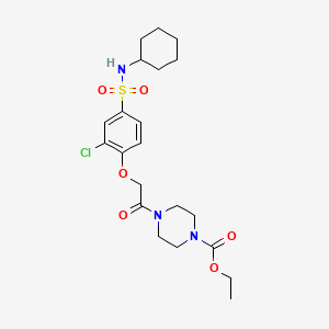 ethyl 4-({2-chloro-4-[(cyclohexylamino)sulfonyl]phenoxy}acetyl)-1-piperazinecarboxylate