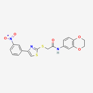 molecular formula C19H15N3O5S2 B4173264 N-(2,3-dihydro-1,4-benzodioxin-6-yl)-2-{[4-(3-nitrophenyl)-1,3-thiazol-2-yl]thio}acetamide 