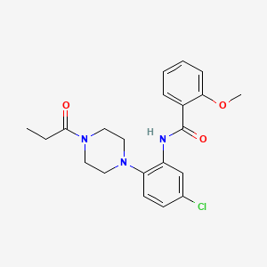 molecular formula C21H24ClN3O3 B4173267 N-[5-chloro-2-(4-propionyl-1-piperazinyl)phenyl]-2-methoxybenzamide 