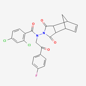 molecular formula C24H17Cl2FN2O4 B4173273 2,4-dichloro-N-(3,5-dioxo-4-azatricyclo[5.2.1.0~2,6~]dec-8-en-4-yl)-N-[2-(4-fluorophenyl)-2-oxoethyl]benzamide 