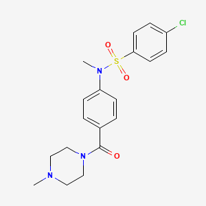 molecular formula C19H22ClN3O3S B4173293 4-chloro-N-methyl-N-{4-[(4-methyl-1-piperazinyl)carbonyl]phenyl}benzenesulfonamide 