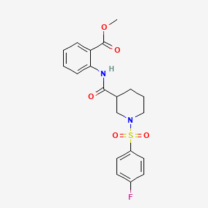 molecular formula C20H21FN2O5S B4173294 methyl 2-[({1-[(4-fluorophenyl)sulfonyl]-3-piperidinyl}carbonyl)amino]benzoate 