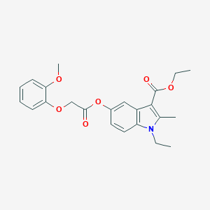 molecular formula C23H25NO6 B417330 ethyl 1-ethyl-5-{[(2-methoxyphenoxy)acetyl]oxy}-2-methyl-1H-indole-3-carboxylate CAS No. 335421-14-2
