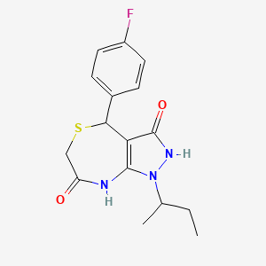 molecular formula C16H18FN3O2S B4173310 1-sec-butyl-4-(4-fluorophenyl)-3-hydroxy-4,8-dihydro-1H-pyrazolo[3,4-e][1,4]thiazepin-7(6H)-one 