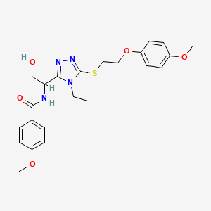 molecular formula C23H28N4O5S B4173318 N-[1-(4-ethyl-5-{[2-(4-methoxyphenoxy)ethyl]thio}-4H-1,2,4-triazol-3-yl)-2-hydroxyethyl]-4-methoxybenzamide 