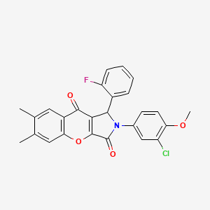 molecular formula C26H19ClFNO4 B4173325 2-(3-chloro-4-methoxyphenyl)-1-(2-fluorophenyl)-6,7-dimethyl-1,2-dihydrochromeno[2,3-c]pyrrole-3,9-dione 