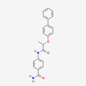 molecular formula C22H20N2O3 B4173328 4-{[2-(4-biphenylyloxy)propanoyl]amino}benzamide 