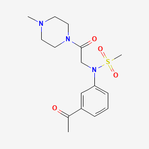 molecular formula C16H23N3O4S B4173331 N-(3-acetylphenyl)-N-[2-(4-methyl-1-piperazinyl)-2-oxoethyl]methanesulfonamide 