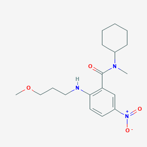 molecular formula C18H27N3O4 B4173342 N-cyclohexyl-2-[(3-methoxypropyl)amino]-N-methyl-5-nitrobenzamide 